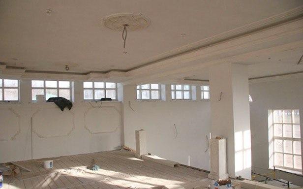 На фото ремонт банкетного зала под ключ в Киеве от начала до конца, все этапы ремонта.